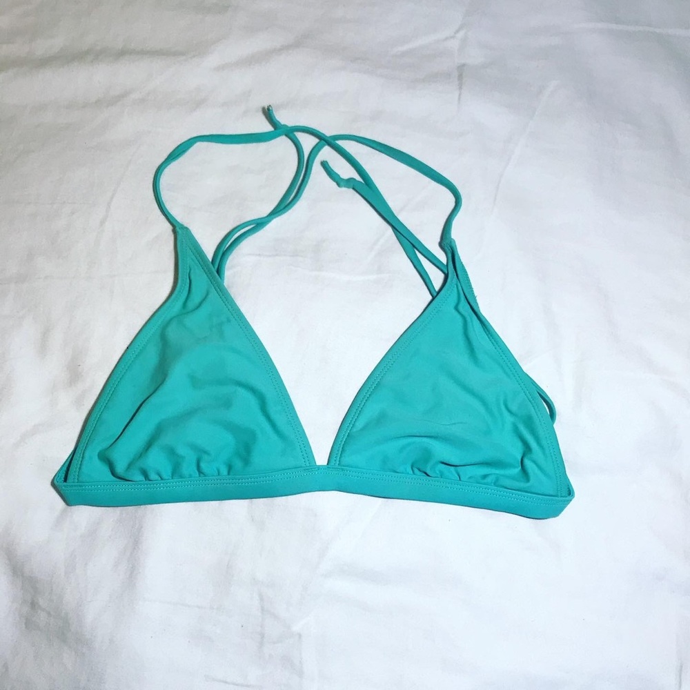 Teal triangle bikini top
